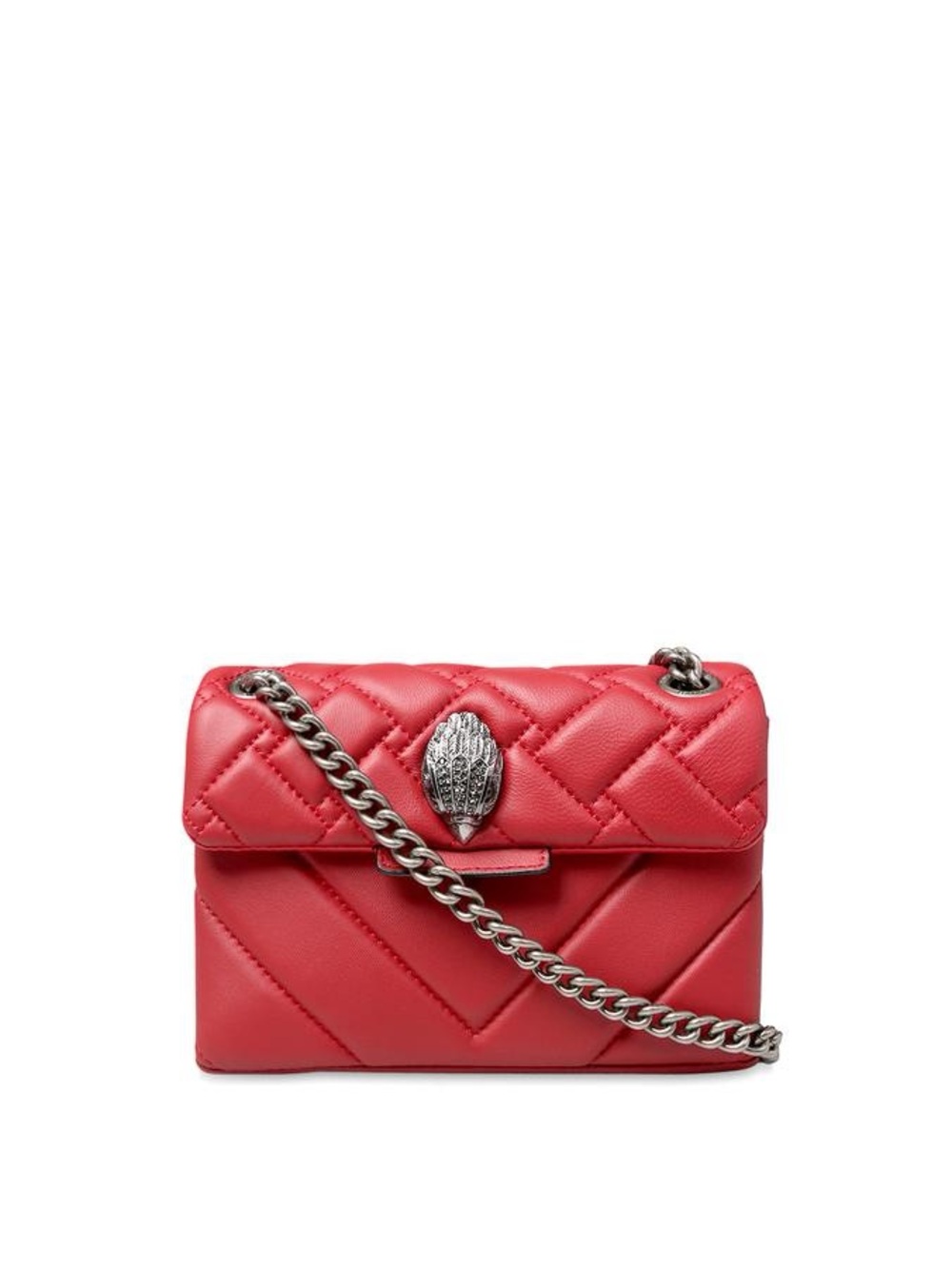 Kurt Geiger Red Quilted Leather Crossbody with Silver Chain